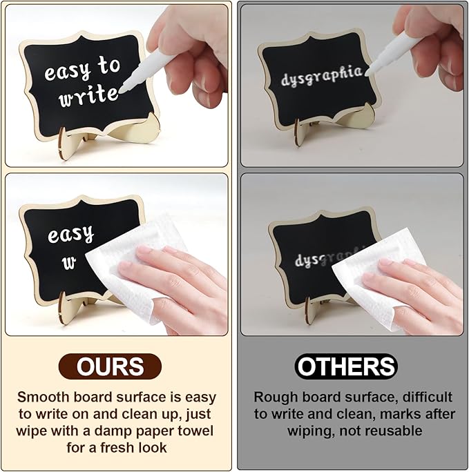 18 Pack Mini Chalkboards Signs with Easel Stand Mini Wooden Chalkboard Signs with 2 Chalk Markers Small Rectangle Chalkboards Blackboard for Food Labels Wedding Signs Place Cards Event Decorations