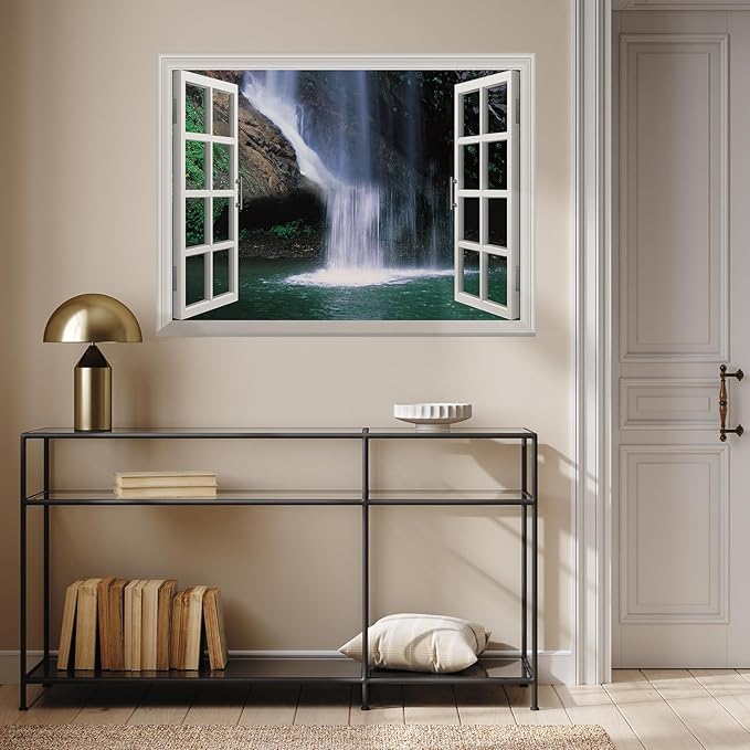 wall26 Grand Waterfall Open Window Mural Wall Sticker - 24"x32"
