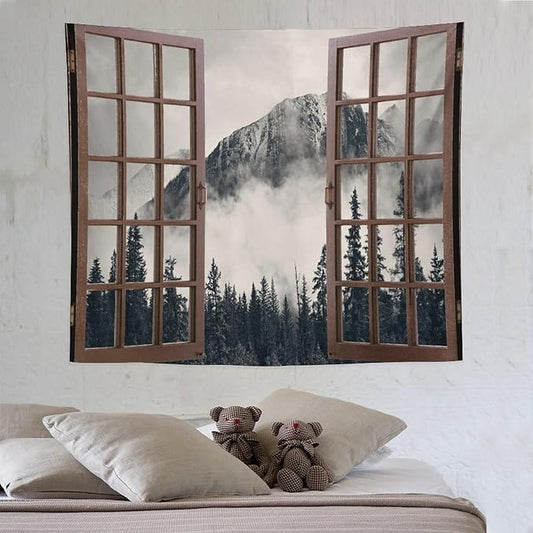 ZhiRain National Parks Landscape Tapestry Wall Hanging Canadian Smokey Mountain Cliff Outdoors Scenery Tapestries Home Decor for Living Room Bedroom Apartment Farmhouse Dorm 50"x60"
