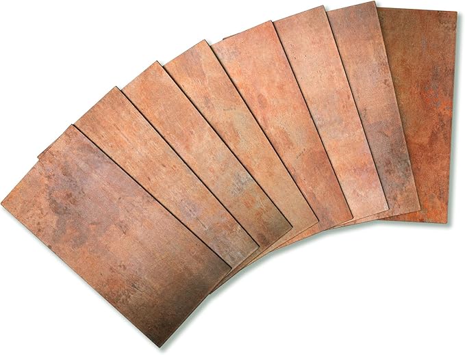 Yipscazo Peel and Stick backsplash 3 x 6 Inches 3D PVC Composite Wall Tile Stick on Backsplash Tile for Kitchen Bathroom, Laundry Room, Fireplace(Copper, 2 Pieces)