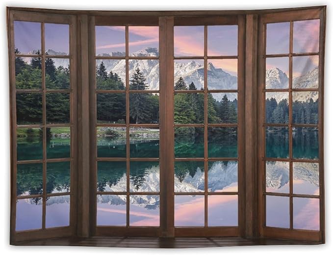 ZhiRain Beautiful Highlands Landscape Tapestry Wall Hanging Mountains Lake Colorful Sky Sunny Day Sunset Tapestries Home Decor for Living Room Bedroom Apartment Farmhouse Dorm 30"x40"