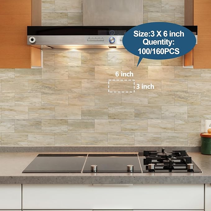 Yipscazo Peel and Stick backsplash 3 x 6 Inches 3D PVC Composite Wall Tile Stick on Backsplash Tile for Kitchen Bathroom, Laundry Room, Fireplace(Yellow Rocks, 2 Pieces)