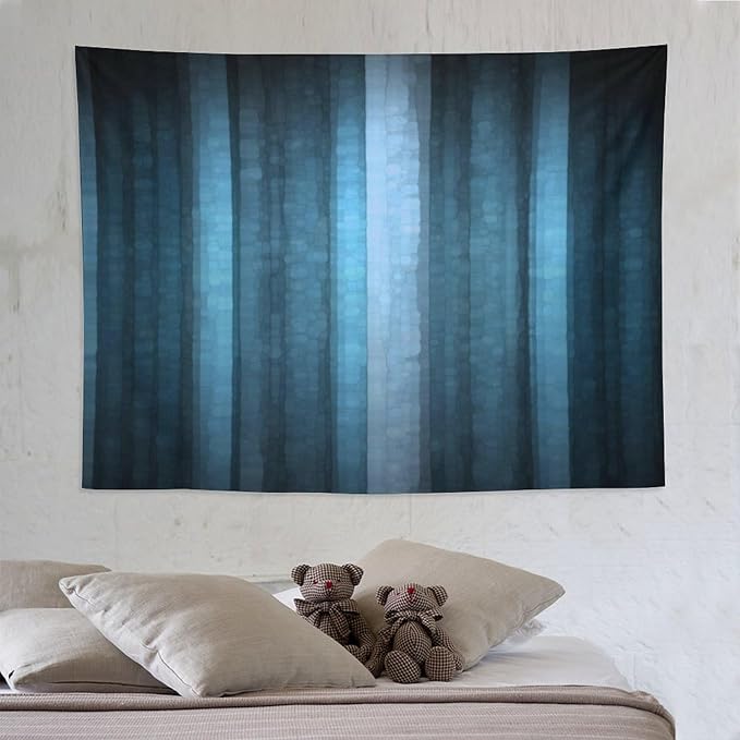 ZhiRain Blue Striped Tapestry Wall Hanging Modern Elegant Neon Blue Abstract Mosaic Glass Texture Dark Stripe Art Tapestries Home Decor for Living Room Bedroom Apartment Farmhouse 60"x80"