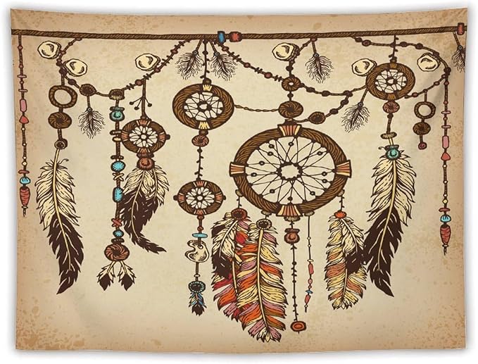 ZhiRain Retro Rustic Dream Catcher Tapestry Wall Hanging Boho Native Dreamcatcher Hippie Feather Tapestries Home Decor for Living Room Bedroom Apartment Farmhouse Dorm 60"x80"
