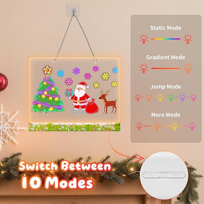 16" LumiBoard LED Drawing Board for Kids - 7 Colors & 10 Modes Rechargeable Acrylic LED Note Board with 7 Markers Cleaning Kit, Sketching & Birthday Gifts for Kids/Girls/Teens（Animals）