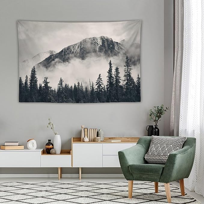 ZhiRain National Parks Tapestry Wall Hanging Canadian Smokey Mountain Cliff Outdoors Scenery Tapestries Home Decor for Living Room Bedroom Apartment Farmhouse Dorm 60"x90"