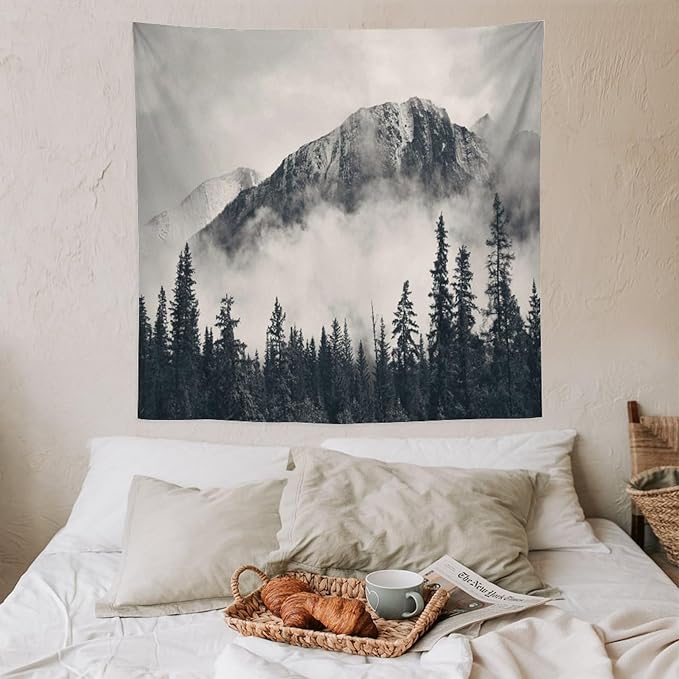 ZhiRain National Parks Tapestry Wall Hanging Canadian Smokey Mountain Cliff Outdoors Scenery Tapestries Home Decor for Living Room Bedroom Apartment Farmhouse Dorm 60"x60"