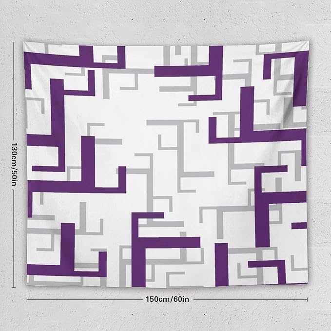 ZhiRain Purple And White Tapestry Wall Hanging Modern Geometric Spa Tapestries Home Decor for Living Room Bedroom Farmhouse Apartment Dorm 50"x60"