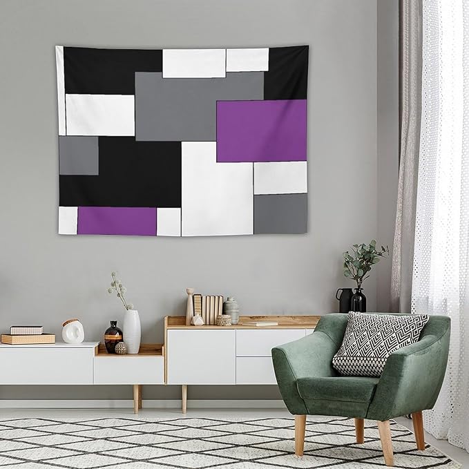 ZhiRain Black,Grey,Purple,White Tapestry Wall Hanging Geometry Pattern Digital Print Multicolor Tapestries Home Decor for Living Room Bedroom Farmhouse Apartment Dorm 30"x40"