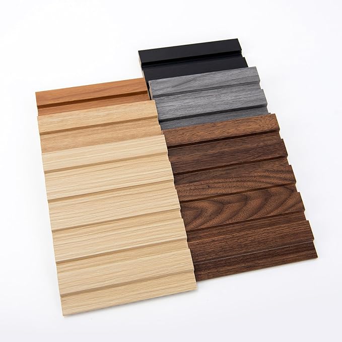 Art3d 6-Pieces Wood Slat Panels for Stylish Interior Decor and Ceiling Decoration, MDF 3D Textured Panel for Ceiling and Wall,Size 94.6 x 7.4 in-Sample