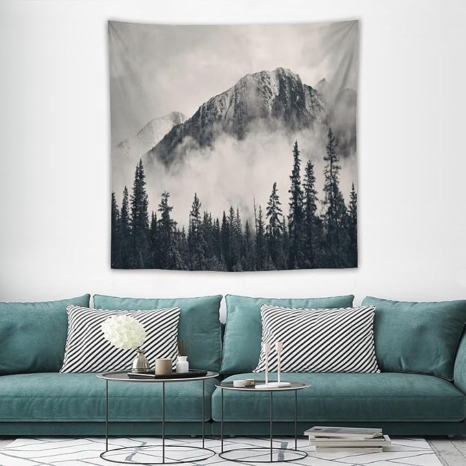 ZhiRain National Parks Tapestry Wall Hanging Canadian Smokey Mountain Cliff Outdoors Scenery Tapestries Home Decor for Living Room Bedroom Apartment Farmhouse Dorm 60"x60"