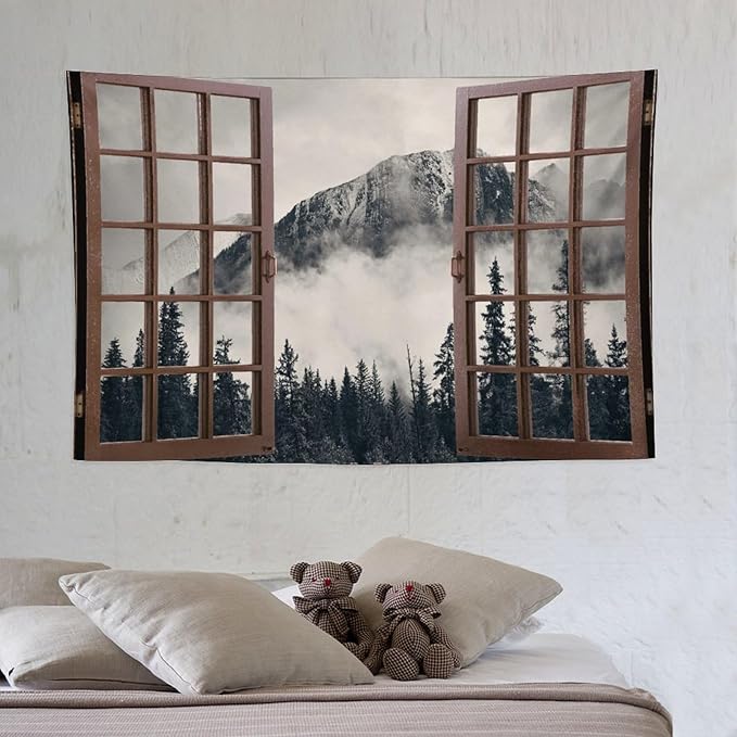 ZhiRain National Parks Landscape Tapestry Wall Hanging Canadian Smokey Mountain Cliff Outdoors Scenery Tapestries Home Decor for Living Room Bedroom Apartment Farmhouse Dorm 40"x60"
