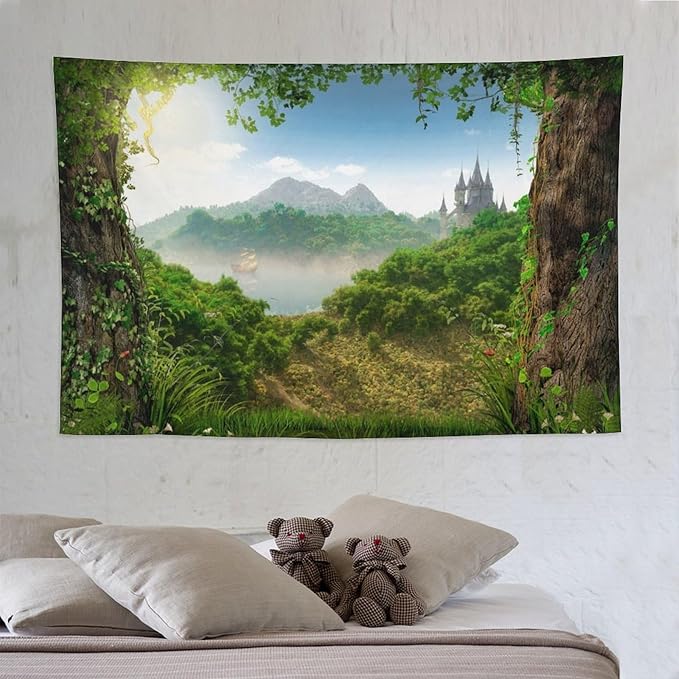 ZhiRain Fantasy Forest Tapestry Wall Hanging Beautiful Enchanting Fairy Tale Woodland Tapestries Home Decor for Living Room Bedroom Farmhouse Apartment Dorm 60"x90"