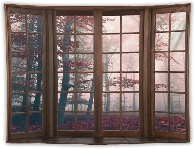ZhiRain Forest Landscape Tapestry Wall Hanging Autumn Mystic Foggy Fall Nature Scenery Woods Wild Trees Tapestries Home Decor for Living Room Bedroom Apartment Farmhouse Dorm 60"x80"