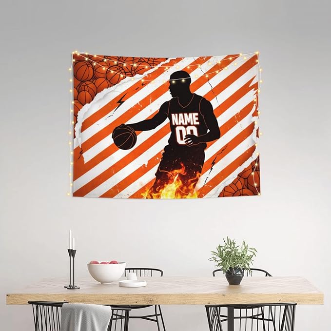 Zufygsni Personalized Sports Theme Wall Tapestry Custom Name With Number Decor For Bedroom Room And Dorm