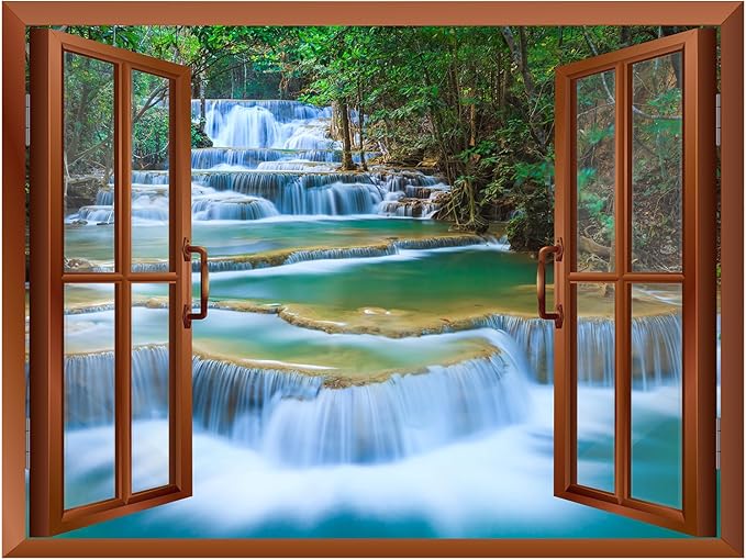 wall26 Cascading Waterfalls in Tropical Forest Removable Wall Sticker Wall Mural - 36"x48"