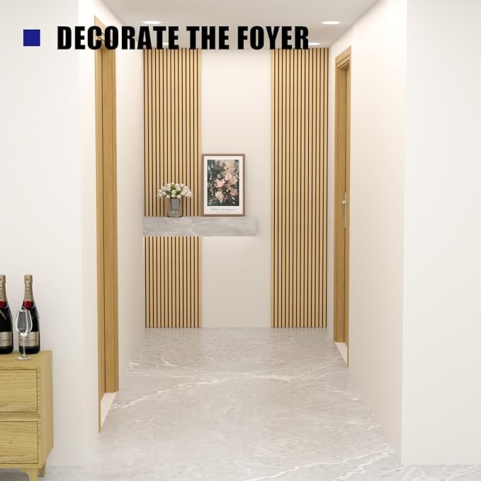 2 PCS Wooden slats Sound-Absorbing Panels, 3D Groove Wood Grain Sound Absorbing Panels, Stylish Decoration, Significant Noise Reduction Effect, Suitable for Walls and Ceilings (White Elm)