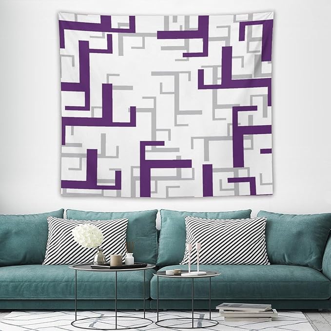 ZhiRain Purple And White Tapestry Wall Hanging Modern Geometric Spa Tapestries Home Decor for Living Room Bedroom Farmhouse Apartment Dorm 50"x60"