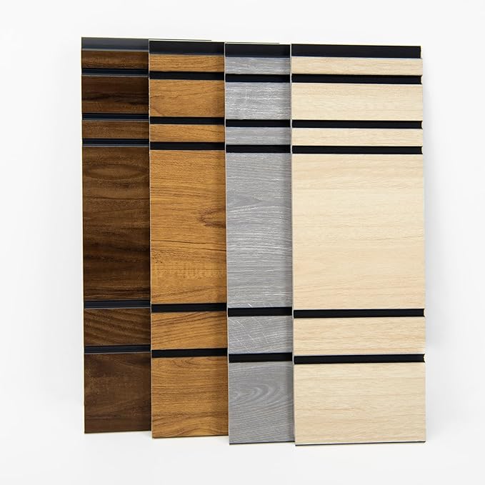 Art3d 4-Pack Glue-On Wall Panels, Wood Grain Texture Interior Wall Decor, 104"x12" Recycled Polystyrene Wainscoting Panels, Low Emission for Living Room Bedroom,Earth Sample