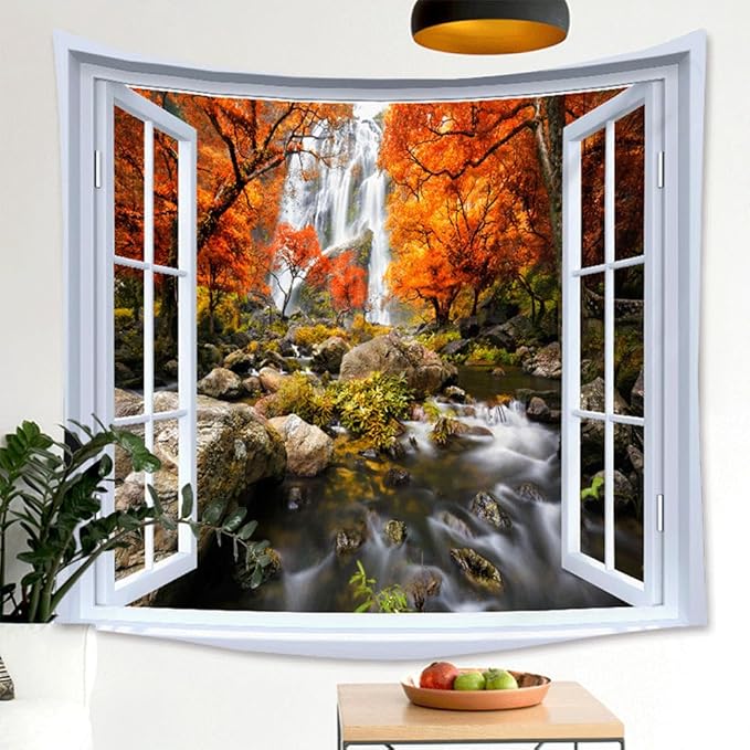 XIUYINHS Nature Forest Tapestry,Scenery Wall Mountain Tree Tapestry,for Home Office Dorm Indoor and Outdoor Decoration Large Size 59"(W) x59(L) GTCH(43)