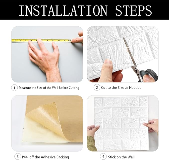 10 Pcs 9.7 Sq ft 3D Wall Panels Peel and Stick, 7mm Thickened 3D Wall Panel Foam Brick 11.8 * 11.8 in 3D Imitation Brick Wallpaper Stone Wall Panel Foam Brick Self-Adhesive Wallpaper