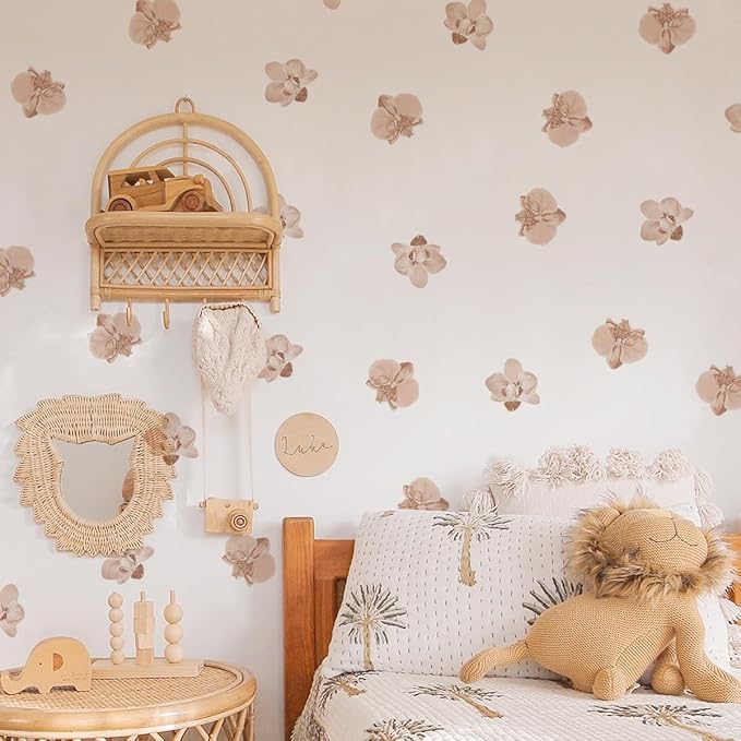 12x36 Inch Boho Floral Set Wall Decal- Nature, Leaves, Flower Themed DIY Boho Wall Decal Mural Set - 56 Pcs Stickers for Kitchen, Nursery, Office Decor - 3x2.5 Inch Decals (Boho Flower Design)