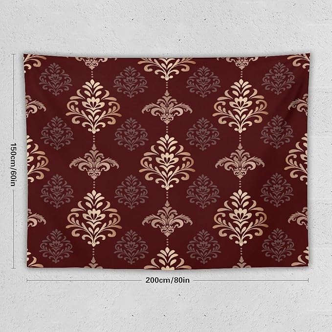 ZhiRain Vintage Damask Floral Tapestry Wall Hanging Oriental Antique Gothic Bohemia Floral Tapestries Home Decor for Living Room Bedroom Farmhouse Apartment Dorm 60"x80"