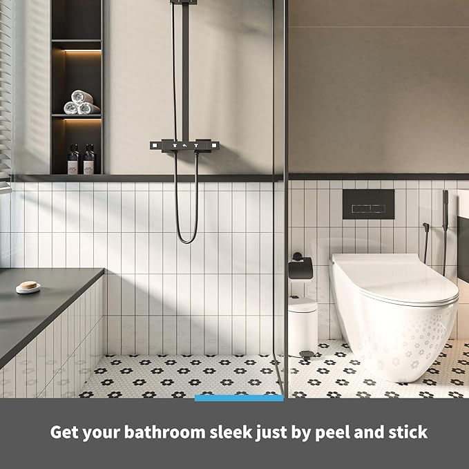 Art3d 10-Sheet Faux Marble Peel and Stick Backsplash Tile for Kitchen Wall Bathroom Countertops, 11.4 inch x 9.1 inch Stick-on Glazed-Ceramic Finish Resist to Water, Heat and Scratches, White