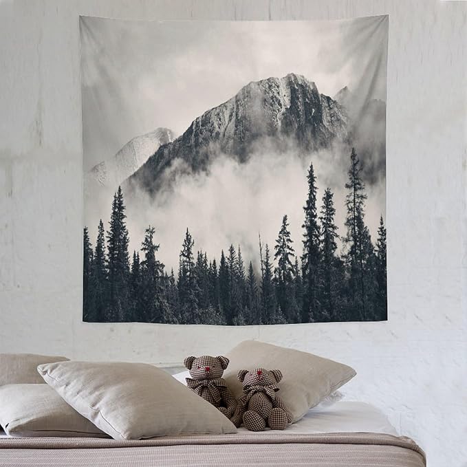 ZhiRain National Parks Tapestry Wall Hanging Canadian Smokey Mountain Cliff Outdoors Scenery Tapestries Home Decor for Living Room Bedroom Apartment Farmhouse Dorm 60"x60"