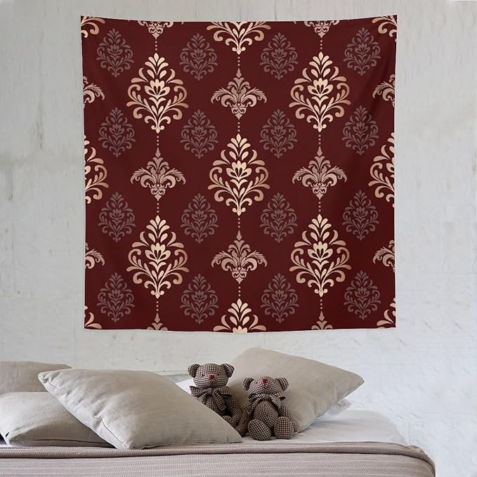 ZhiRain Vintage Damask Floral Tapestry Wall Hanging Oriental Antique Gothic Bohemia Floral Tapestries Home Decor for Living Room Bedroom Farmhouse Apartment Dorm 60"x60"