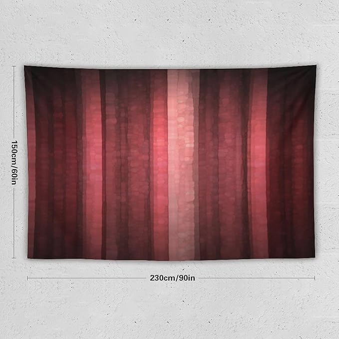 ZhiRain Red Striped Tapestry Wall Hanging Burgundy Marron Modern Vintage Abstract Mosaic Glass Texture And Dark Stripe Tapestries Home Decor for Living Room Bedroom Apartment Farmhouse 60"x90"