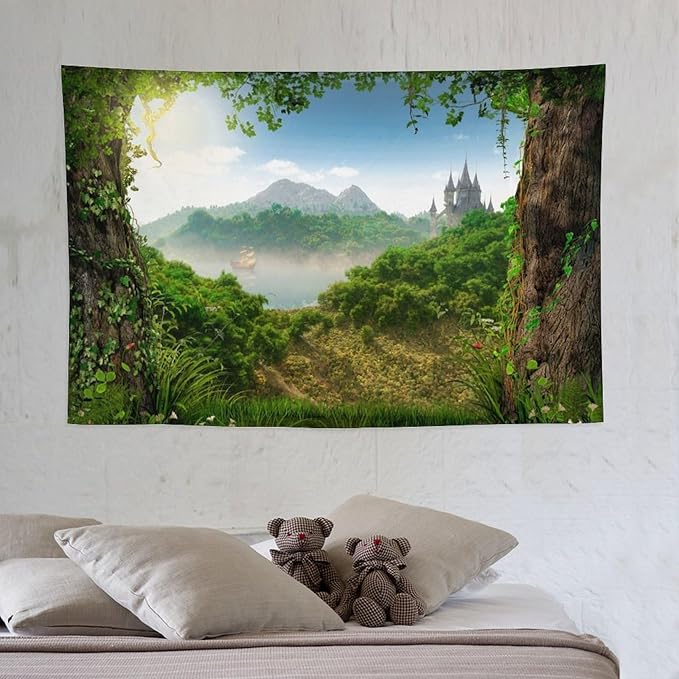 ZhiRain Fantasy Forest Tapestry Wall Hanging Beautiful Enchanting Fairy Tale Woodland Tapestries Home Decor for Living Room Bedroom Farmhouse Apartment Dorm 40"x60"