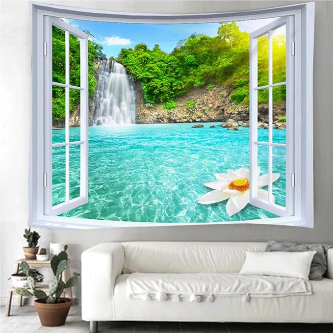 XIUYINHS Nature Forest Tapestry,Scenery Wall Tapestries,Mountain Tree Tapestry,for Home Office Dorm Indoor and Outdoor Decoration Large Size 59"(W) x59(L) GTCH(67)