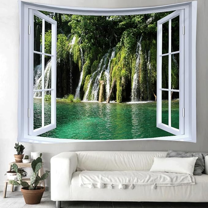 XIUYINHS Nature Forest Tapestry Scenery Wall Mountain Tree Tapestry,for Home Office Dorm Indoor and Outdoor Decoration Large Size 59" W x59 L GTCH(76)