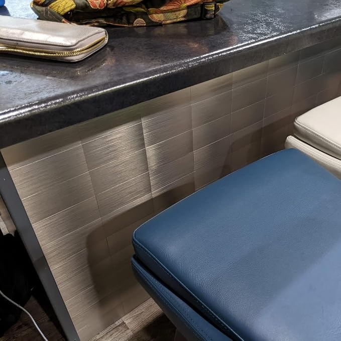 Yipscazo 2026 New Upgrade Peel and Stick backsplash 3 x 6 Inches 3D PVC Composite Wall Tile Stick on Backsplash Tile for Kitchen Bathroom, Laundry Room, Fireplace(Metal Composite, 2 Pieces)