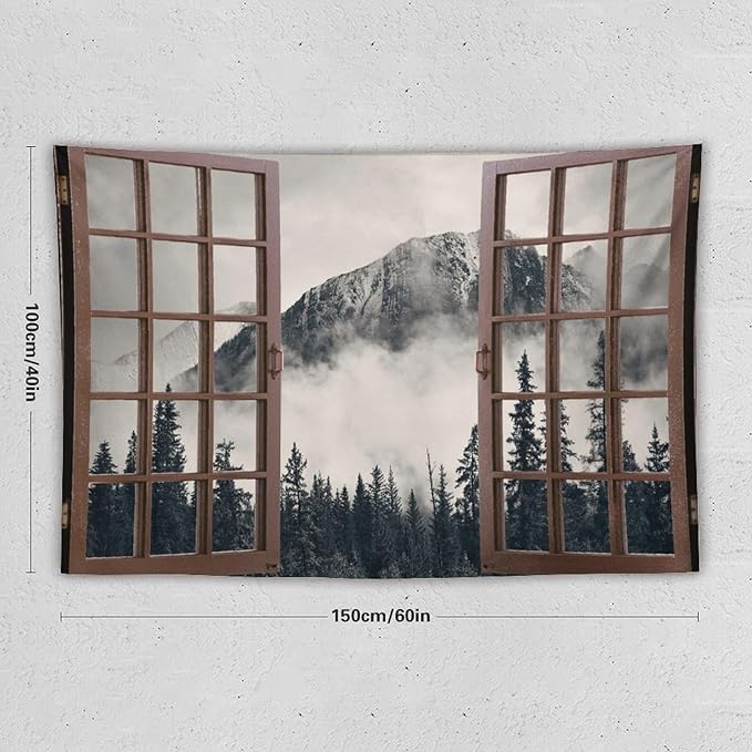 ZhiRain National Parks Landscape Tapestry Wall Hanging Canadian Smokey Mountain Cliff Outdoors Scenery Tapestries Home Decor for Living Room Bedroom Apartment Farmhouse Dorm 40"x60"