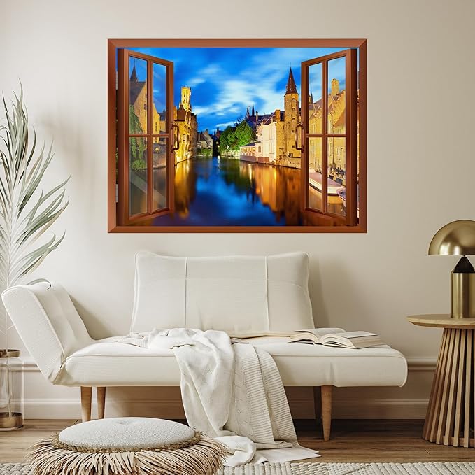wall26 Beautiful Scenery Venice, Italy View from Inside a Window Removable Wall Sticker/Wall Mural - 24"x32"
