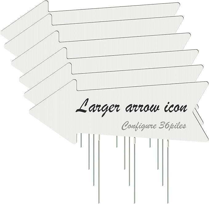 ‌Jumbo 6-Pack Blank Arrow Yard Signs with Stakes - 33x12 Oversized Wedding Directional Signs, Birthday Party Decorations, This Way Arrow Signs for Outdoor Events, Reusable Yard Markers