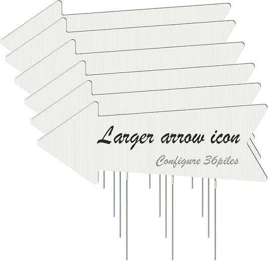 ‌Jumbo 6-Pack Blank Arrow Yard Signs with Stakes - 33x12 Oversized Wedding Directional Signs, Birthday Party Decorations, This Way Arrow Signs for Outdoor Events, Reusable Yard Markers