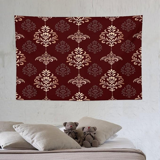 ZhiRain Vintage Damask Floral Tapestry Wall Hanging Oriental Antique Gothic Bohemia Floral Tapestries Home Decor for Living Room Bedroom Farmhouse Apartment Dorm 40"x60"