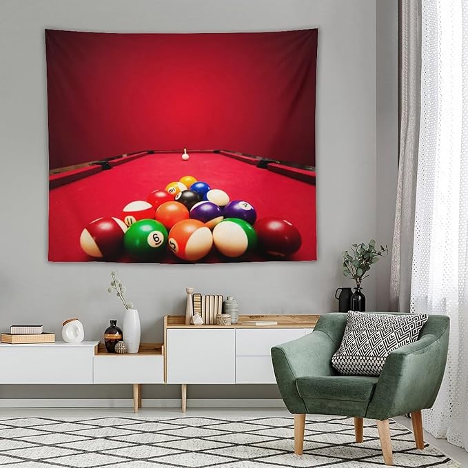 ZhiRain Billiard Tapestry Wall Hanging Recreational Indoor Billiards Game Printed Tapestries Home Decor for Living Room Bedroom Farmhouse Apartment Dorm 50"x60"