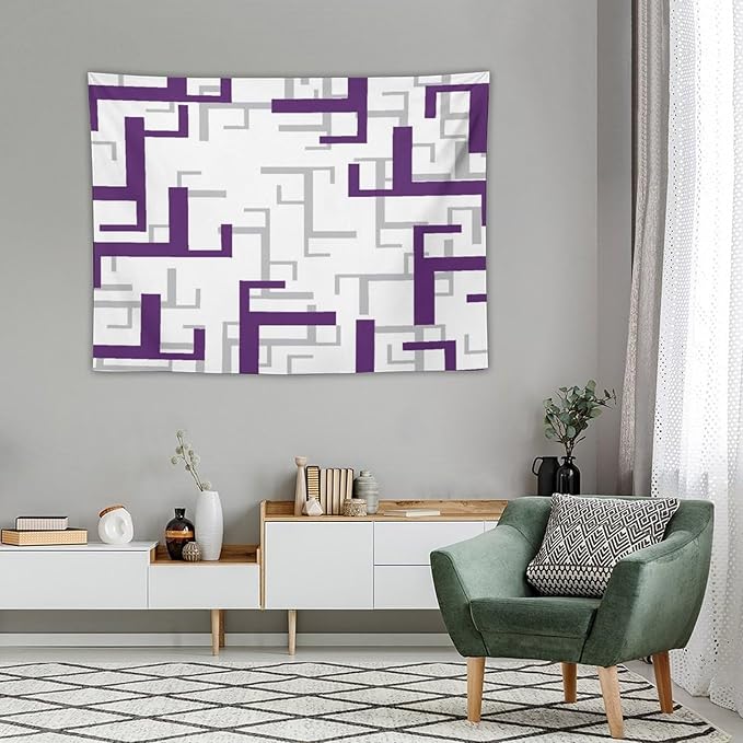 ZhiRain Purple And White Tapestry Wall Hanging Modern Geometric Spa Tapestries Home Decor for Living Room Bedroom Farmhouse Apartment Dorm 30"x40"