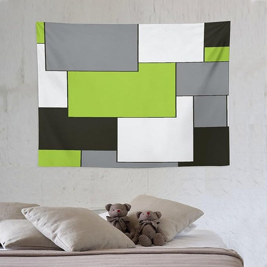 ZhiRain Modern Tapestry Wall Hanging Green And Gray Black Tapestries Home Decor for Living Room Bedroom Farmhouse Apartment Dorm 30"x40"