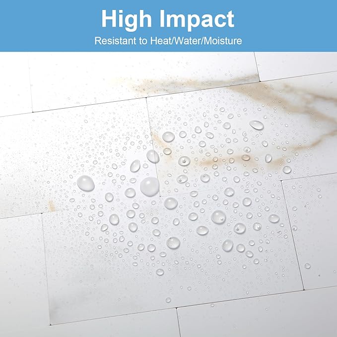 5-Pack Peel and Stick Tile Backsplash 12"X12" PVC Wall Tiles, Stick on Backsplash for Kitchen, Bathroom Tile, Fireplace Décor, Laundry Table, Stair Decals in Vintage Polished Marble