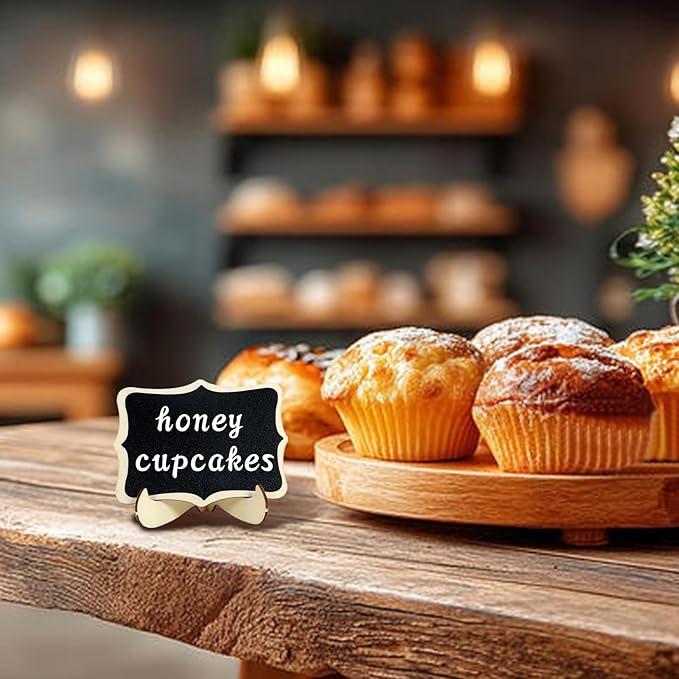 18 Pack Mini Chalkboards Signs with Easel Stand Mini Wooden Chalkboard Signs with 2 Chalk Markers Small Rectangle Chalkboards Blackboard for Food Labels Wedding Signs Place Cards Event Decorations