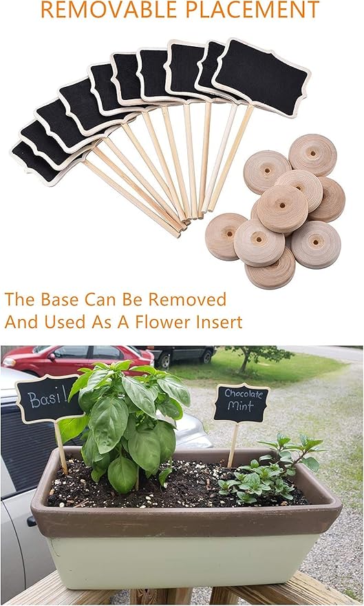 20PCS Wood Mini Chalkboard Sign and Replacement Stickers, Food Labels for Party Buffet,Blackboard for Message Board Signs,Weddings Place Cards, Birthday Party