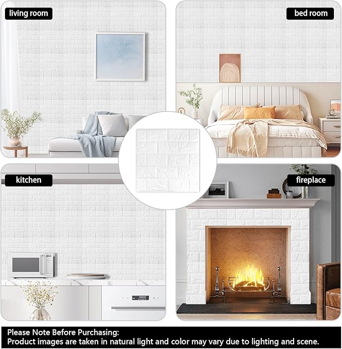 10 Pcs 9.7 Sq ft 3D Wall Panels Peel and Stick, 7mm Thickened 3D Wall Panel Foam Brick 11.8 * 11.8 in 3D Imitation Brick Wallpaper Stone Wall Panel Foam Brick Self-Adhesive Wallpaper