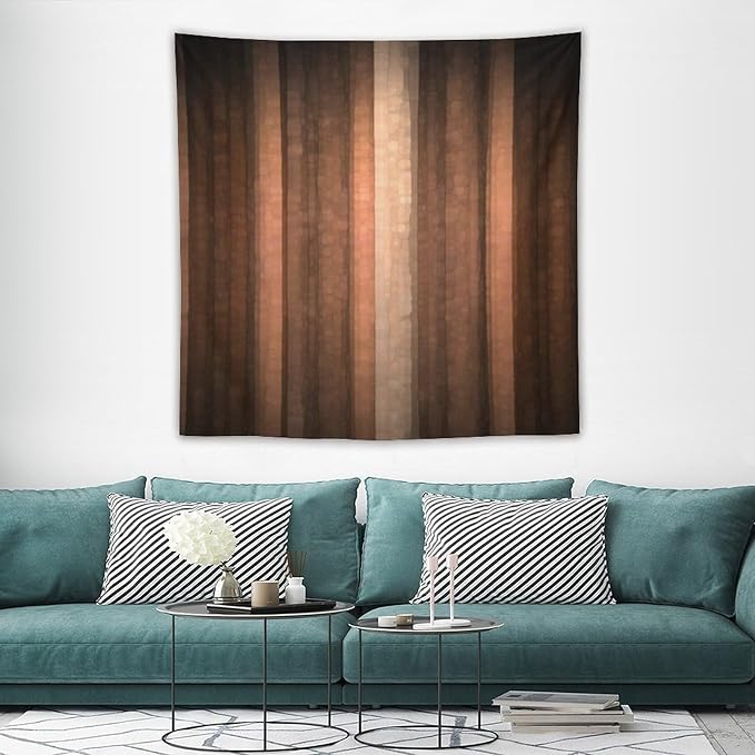 ZhiRain Brown Gradient Tapestry Wall Hanging Cool Glass Texture And Vintage Stripe Art Tapestries Home Decor for Living Room Bedroom Apartment Farmhouse Dorm 60"x60"