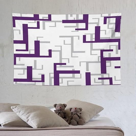 ZhiRain Purple And White Tapestry Wall Hanging Modern Geometric Spa Tapestries Home Decor for Living Room Bedroom Farmhouse Apartment Dorm 40"x60"