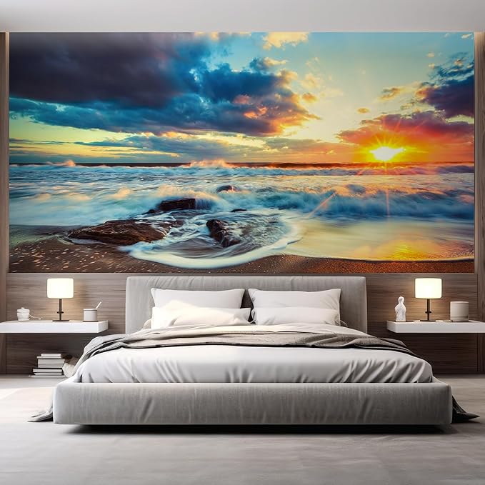 wall26 Beautiful Cloudscape Over The Sea, Sunrise Shot Removable Wall Mural Self-Adhesive Large Wallpaper - 48x72 inches